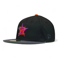 Houston Astros Black and Graphite 45th Anniversary Patch Green UV New Era 59FIFTY Fitted Hat