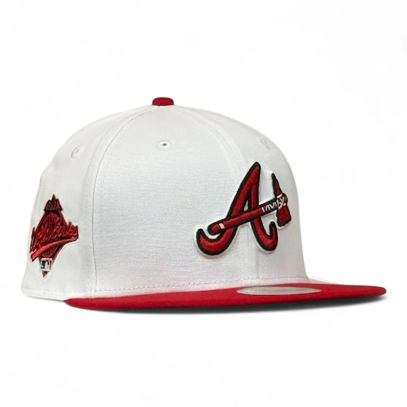 Atlanta Braves White and Red 1995 WS Patch Black UV New Era 59FIFTY Fitted Hat