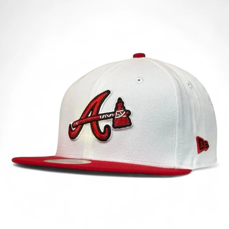 Atlanta Braves White and Red 1995 WS Patch Black UV New Era 59FIFTY Fitted Hat