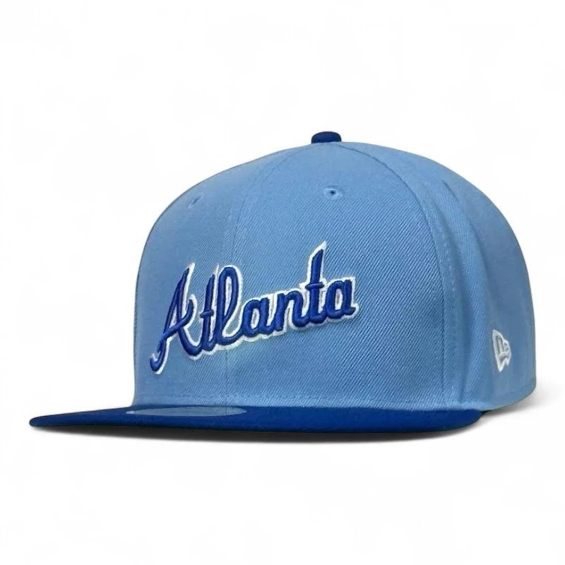 Atlanta Braves Sky Blue and Royal Script 40th Anniversary Patch Green UV New Era 59FIFTY Fitted Hat