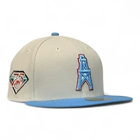 Houston Oilers Stone and Light Blue 75 Years Patch Green UV NFL New Era 59FIFTY Fitted Hat