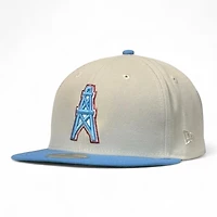 Houston Oilers Stone and Light Blue 75 Years Patch Green UV NFL New Era 59FIFTY Fitted Hat