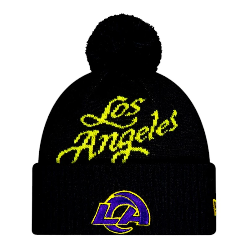Los Angeles Rams Black Black 2025 "Rivalries" Collection New Era Knit Pom Beanie Hat