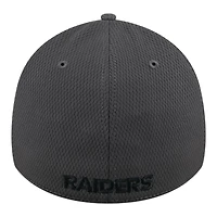 Las Vegas Raiders Graphite New Era 39THIRTY Flex Hat