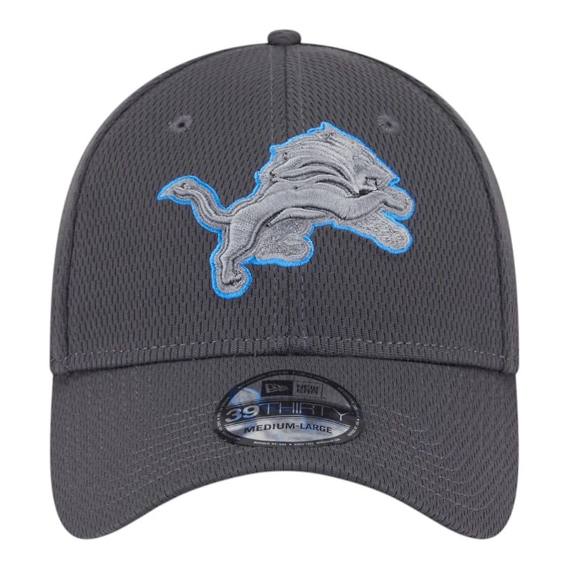 Detroit Lions Graphite New Era 39THIRTY Flex Hat