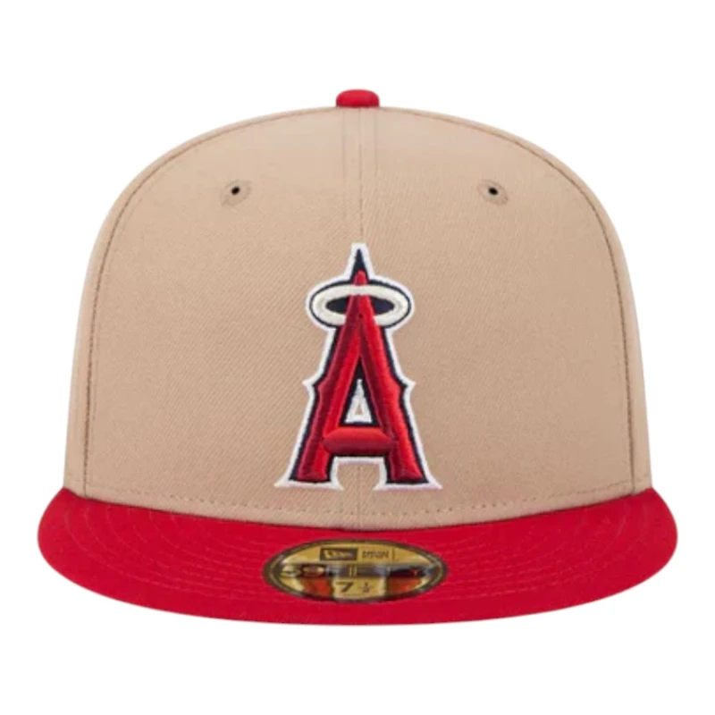 Los Angeles Angels Camel Brown and Red Basic New Era 59FIFTY Fitted Hat