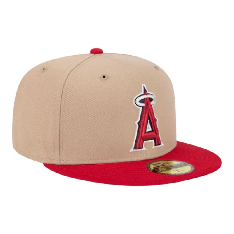 Los Angeles Angels Camel Brown and Red Basic New Era 59FIFTY Fitted Hat