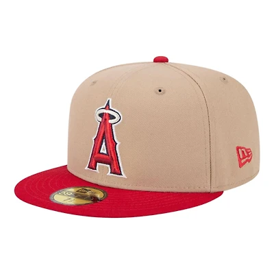 Los Angeles Angels Camel Brown and Red Basic New Era 59FIFTY Fitted Hat