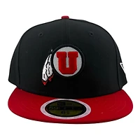 Youth Utah Utes Black and Red Gray UV New Era 59FIFTY Fitted Hat