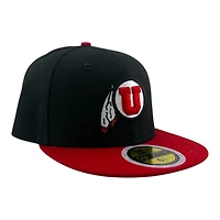 Youth Utah Utes Black and Red Gray UV New Era 59FIFTY Fitted Hat