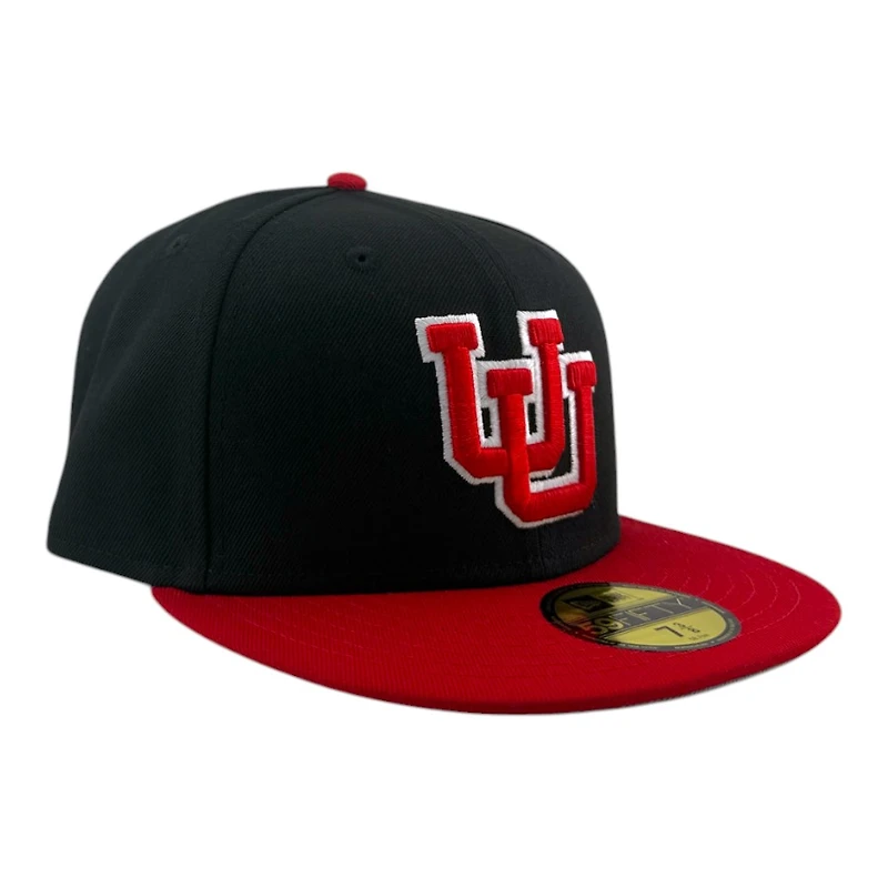 Utah Utes Black and Red Historic Gray UV NCAA New Era 59FIFTY Fitted Hat