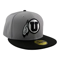 Utah Utes Gray and Black with UV NCAA New Era 59FIFTY Fitted Hat
