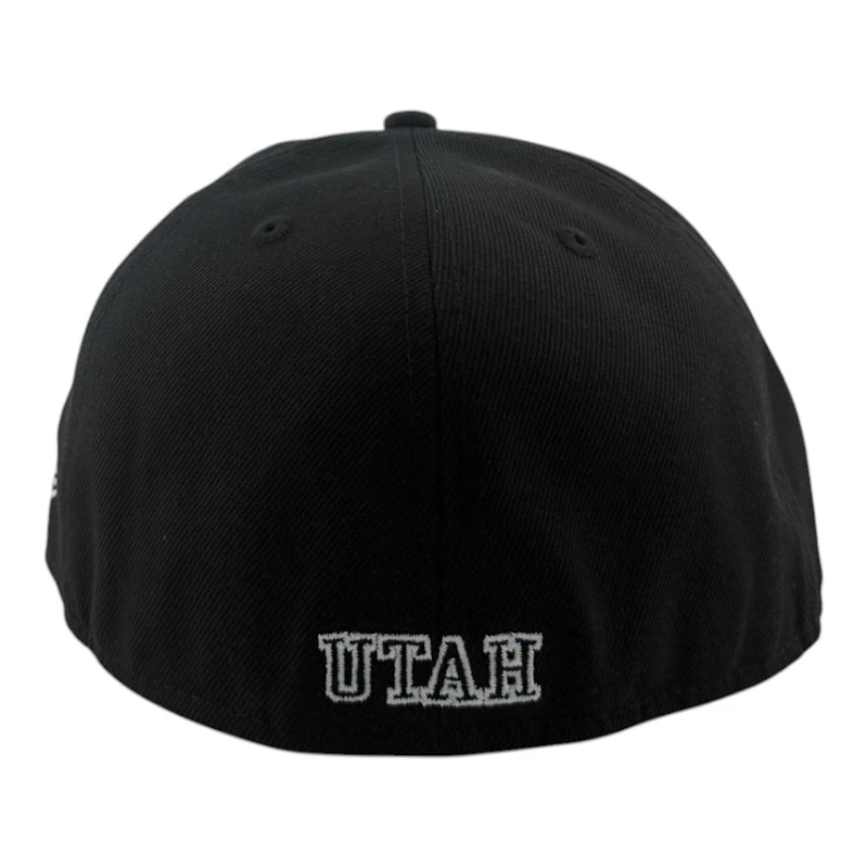 Utah Utes White on Black with Gray UV NCAA New Era 59FIFTY Fitted Hat
