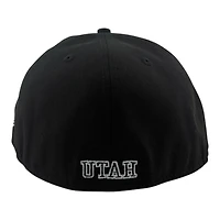 Utah Utes White on Black with Gray UV NCAA New Era 59FIFTY Fitted Hat