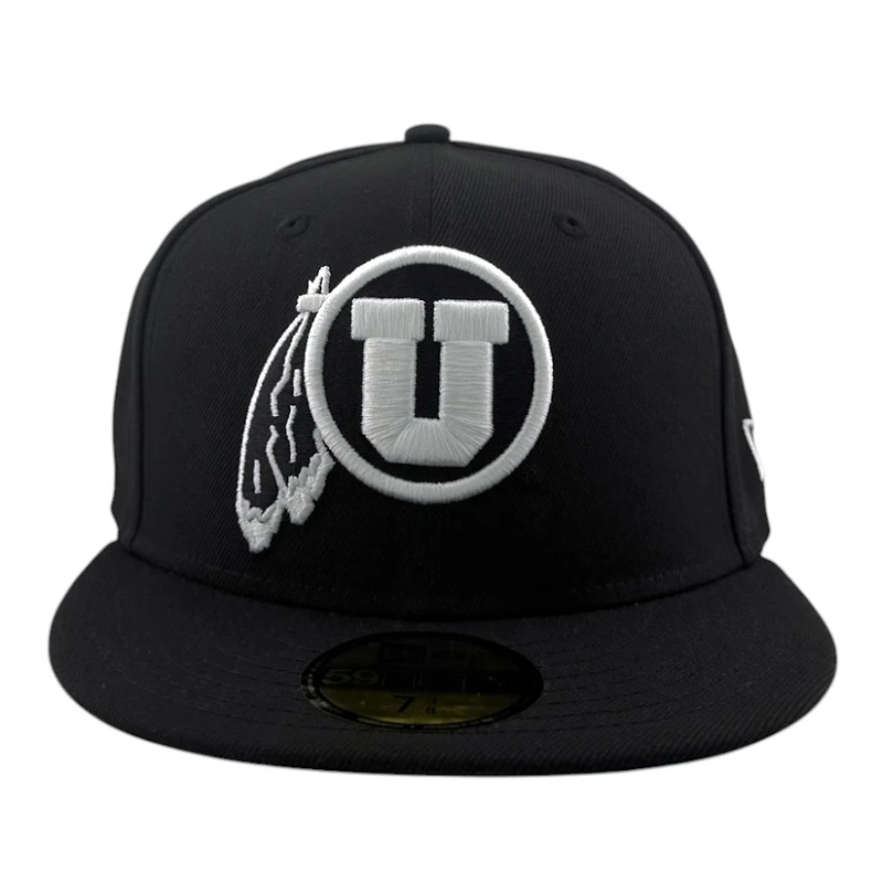 Utah Utes White on Black with Gray UV NCAA New Era 59FIFTY Fitted Hat