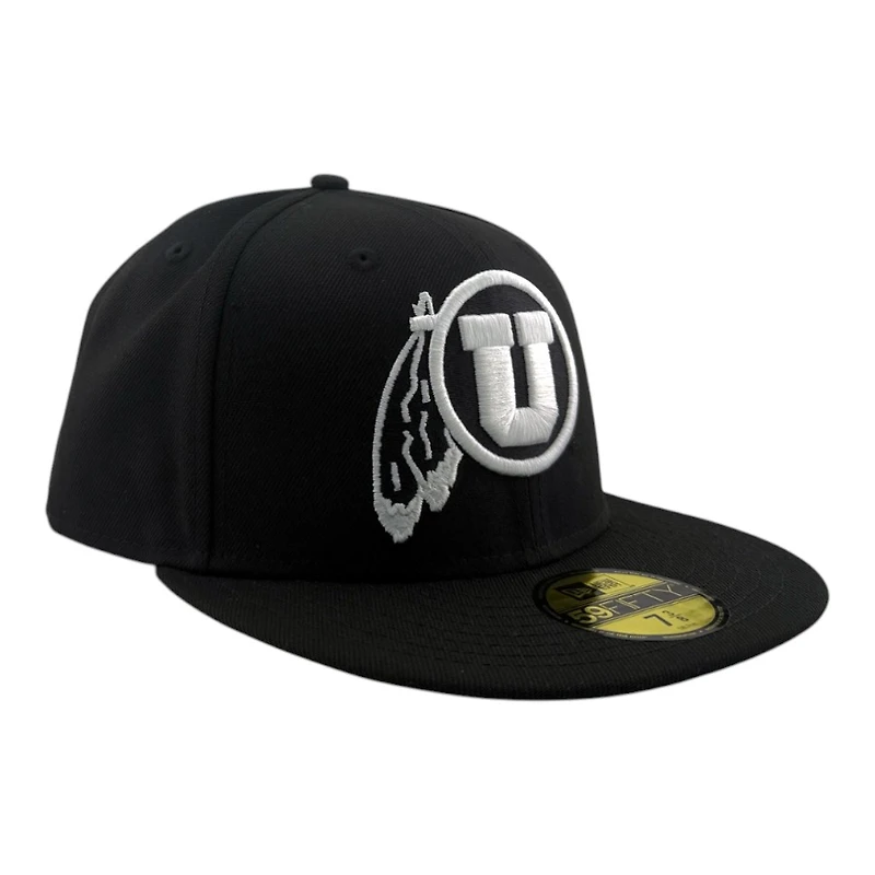 Utah Utes White on Black with Gray UV NCAA New Era 59FIFTY Fitted Hat