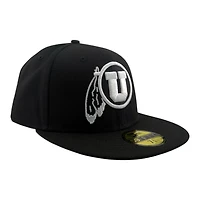 Utah Utes White on Black with Gray UV NCAA New Era 59FIFTY Fitted Hat