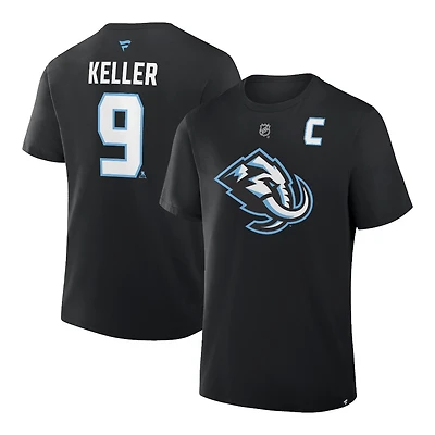 Utah Mammoth Black Clayton Keller Name & Number Fanatics T-Shirt