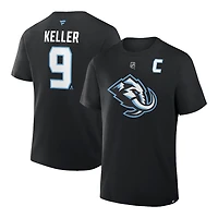 Utah Mammoth Black Clayton Keller Name & Number Fanatics T-Shirt