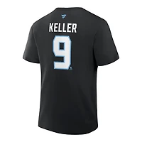 Utah Mammoth Black Clayton Keller Name & Number Fanatics T-Shirt
