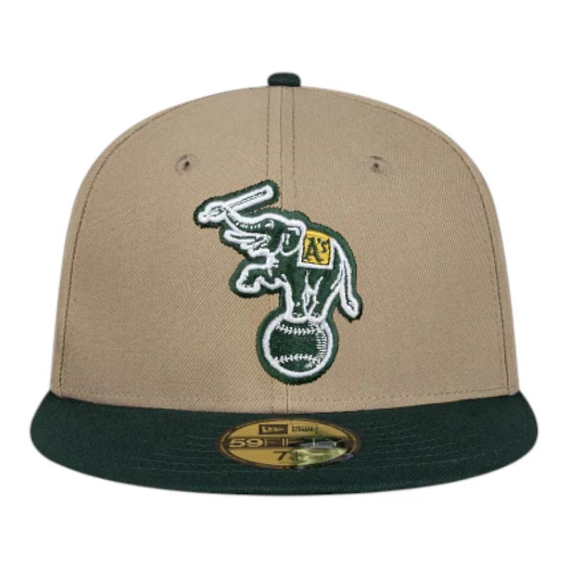Oakland Athletics Camel Brown and Green Basic New Era 59FIFTY Fitted Hat