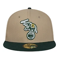 Oakland Athletics Camel Brown and Green Basic New Era 59FIFTY Fitted Hat