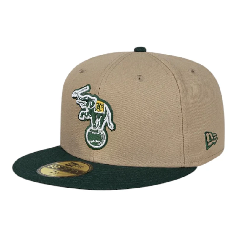 Oakland Athletics Camel Brown and Green Basic New Era 59FIFTY Fitted Hat