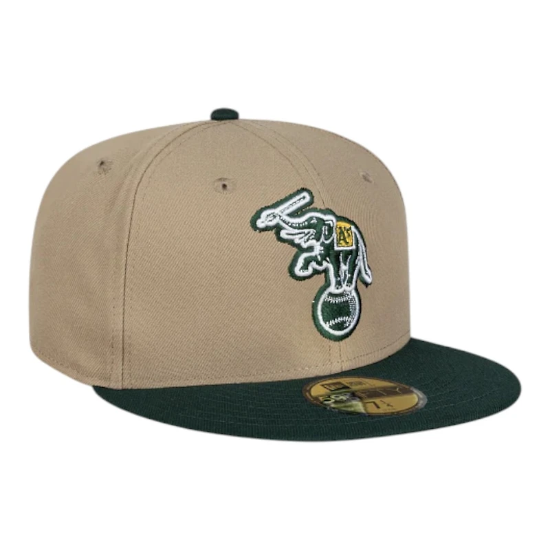 Oakland Athletics Camel Brown and Green Basic New Era 59FIFTY Fitted Hat