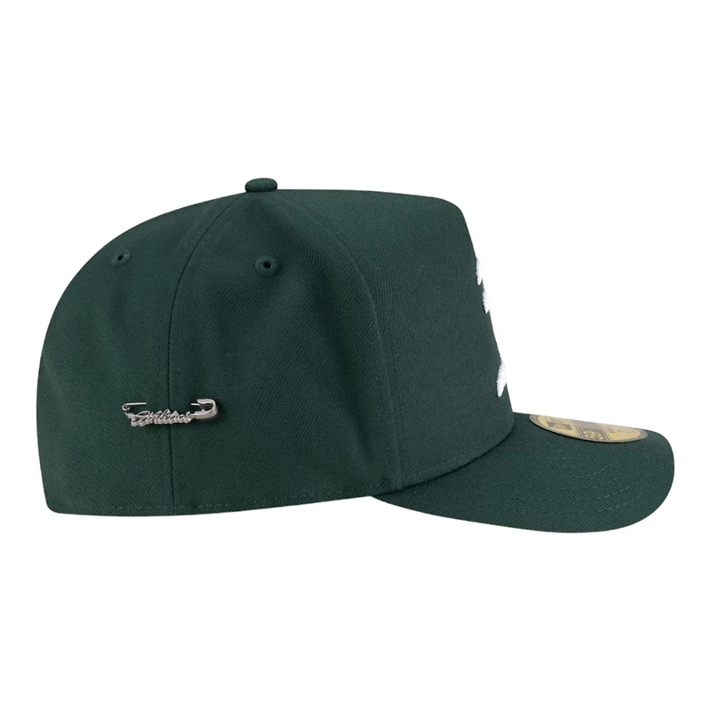 Oakland Athletics Green Safety Pin Script New Era 59FIFTY A-Frame Fitted Hat
