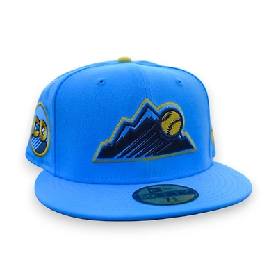 Colorado Rockies Radiant Blue Leon the Lab City Connect Patch Grey UV New Era 59FIFTY Fitted Hat