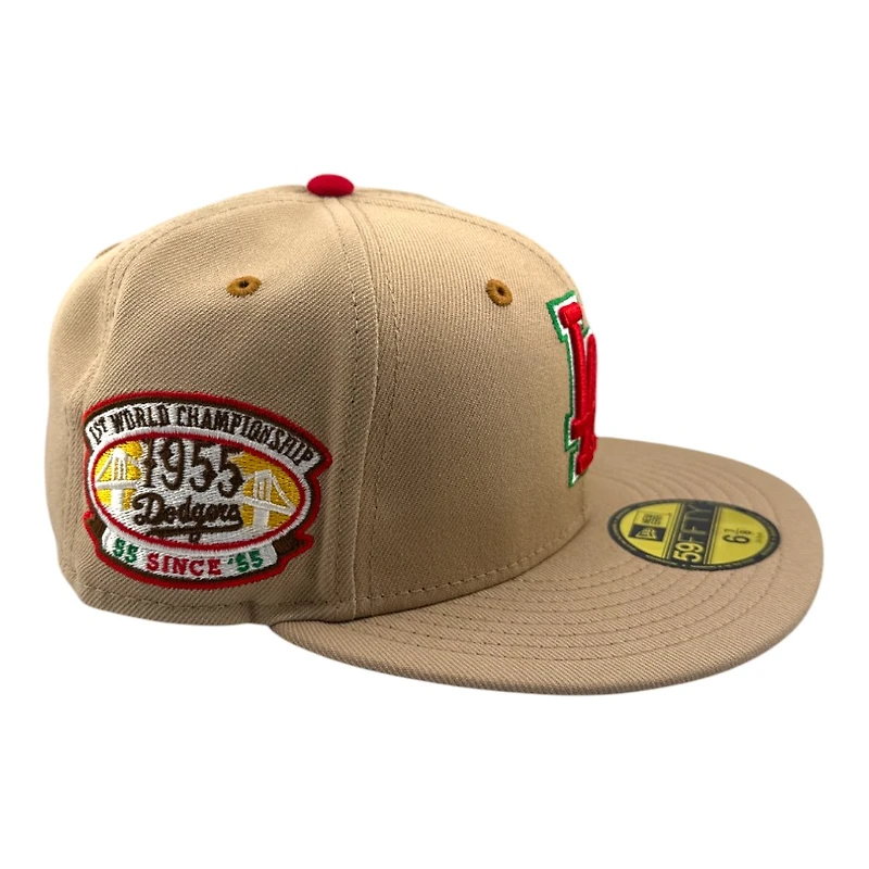 Los Angeles Dodgers Light Brown "Mazapan" 1955 Patch Red UV New Era 59FIFTY Fitted Hat