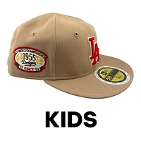 Kids Los Angeles Dodgers Light Brown "Mazapan" 1955 Patch Red UV New Era 59FIFTY Fitted Hat
