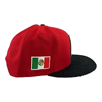 Mexico Scarlet Red and Black Corduroy Flag Patch "Viva La Raza Collection" New Era 9FIFTY Snapback Hat