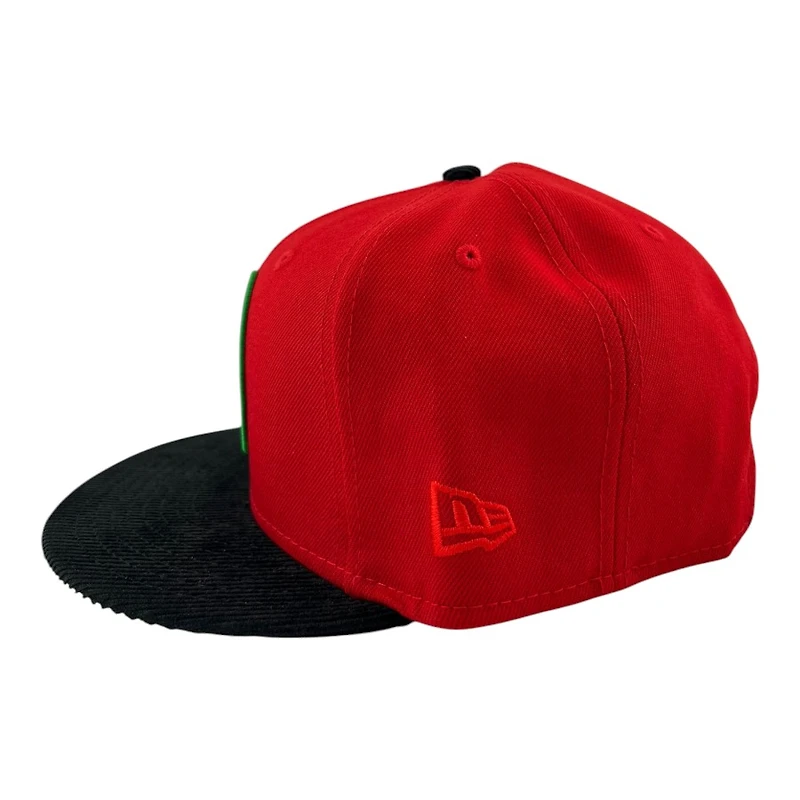 Mexico Scarlet Red and Black Corduroy Flag Patch "Viva La Raza Collection" New Era 9FIFTY Snapback Hat