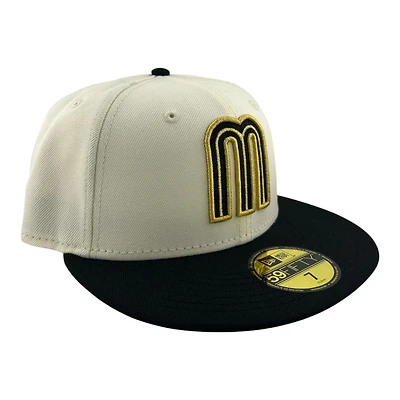 Mexico Heather Chrome and Black with Gold "M" Logo "Viva La Raza Collection" Grey UV New Era 59FIFTY Fitted Hat