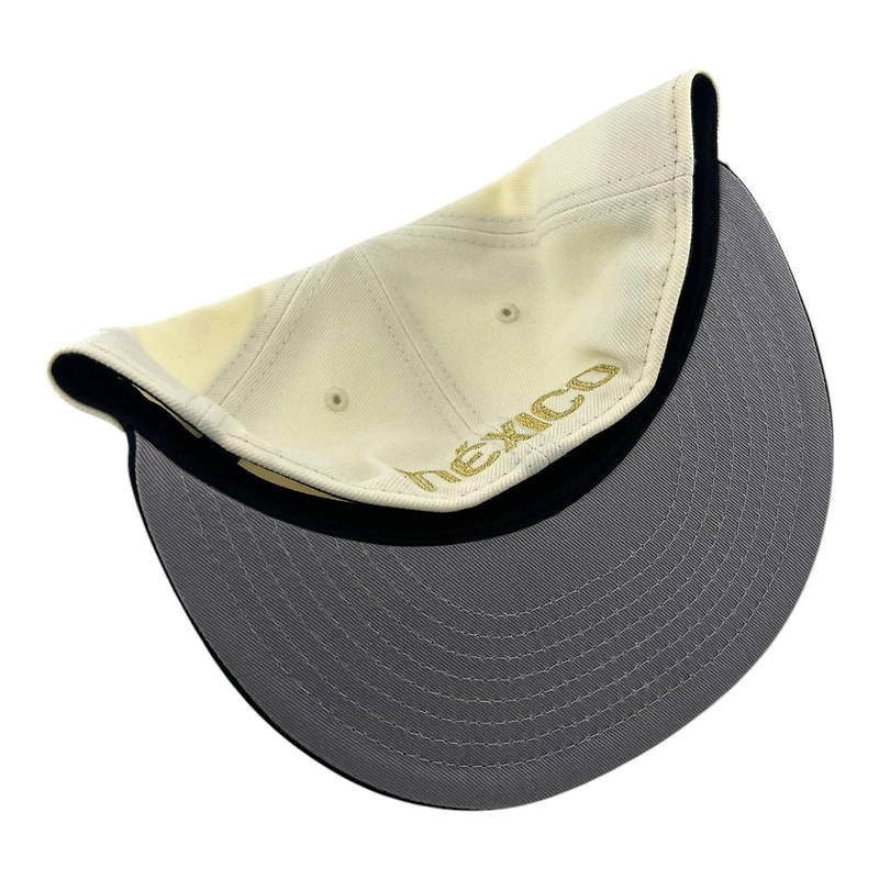 Mexico Heather Chrome and Black with Gold "M" Logo "Viva La Raza Collection" Grey UV New Era 59FIFTY Fitted Hat