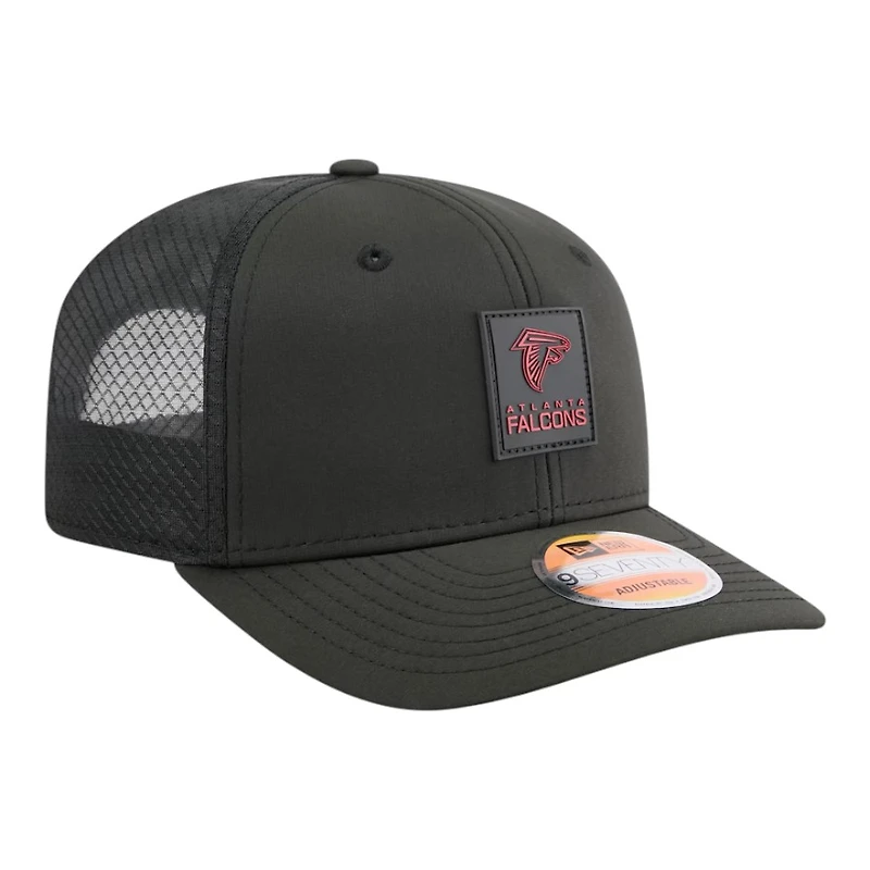 Atlanta Falcons Black 2025 NFL Sideline New Era 9SEVENTY Trucker Adjustable Snapback Hat