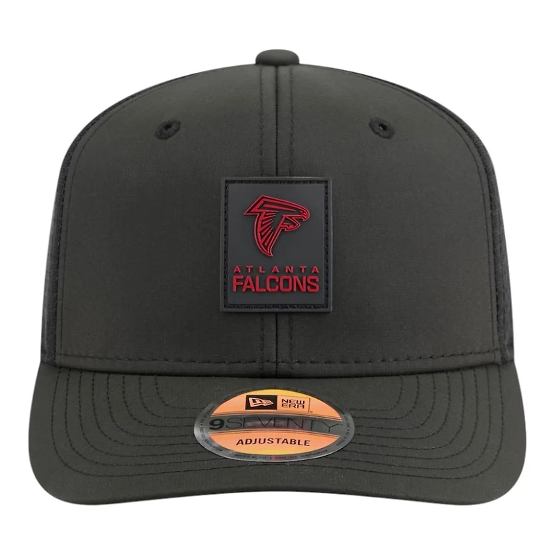Atlanta Falcons Black 2025 NFL Sideline New Era 9SEVENTY Trucker Adjustable Snapback Hat