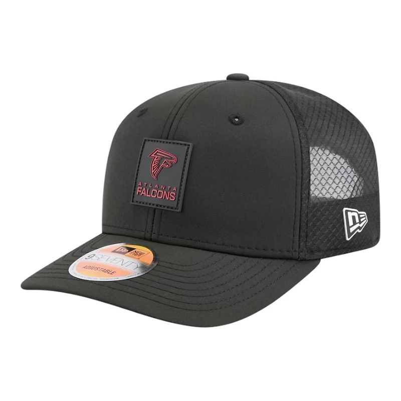 Atlanta Falcons Black 2025 NFL Sideline New Era 9SEVENTY Trucker Adjustable Snapback Hat