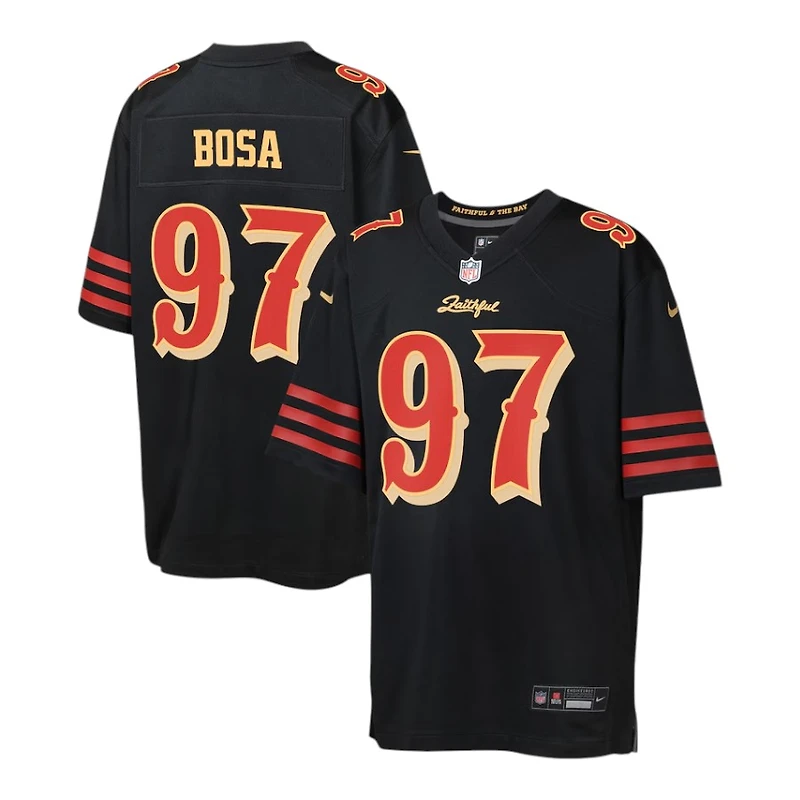 Youth San Francisco 49ers Nick Bosa Black 2025 Rivalries Collection Nike Game Jersey