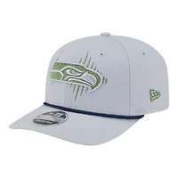 Seattle Seahawks Wolf Gray 2025 Rivalries Collection Sideline Rope New Era 9SEVENTY Adjustable Hat