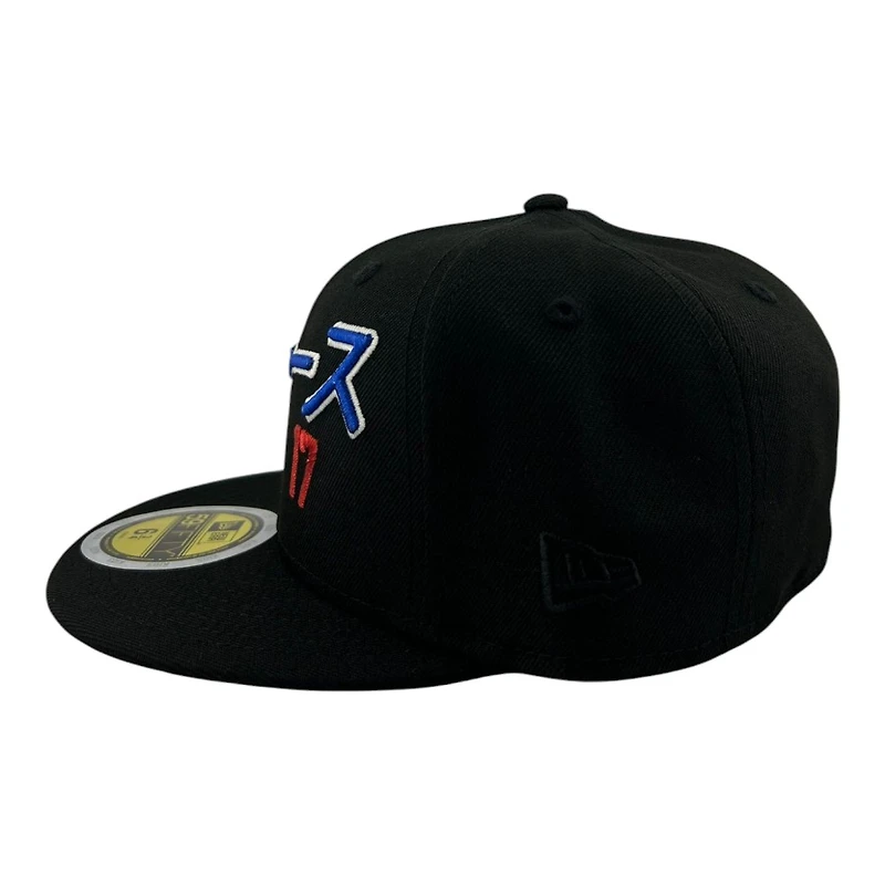 Kids Los Angeles Dodgers Black Japanese Kanji Writing Anime Patch Grey UV Custom New Era 59FIFTY Fitted Hat