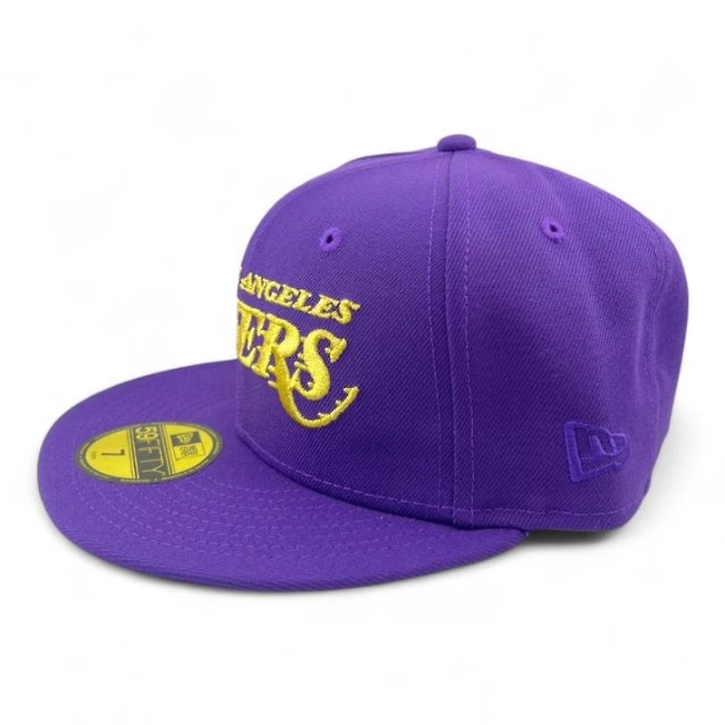 Los Angeles Lakers Purple and Gold Retroscript 2.0 Grey UV NBA New Era 59FIFTY Fitted Hat