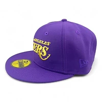 Los Angeles Lakers Purple and Gold Retroscript 2.0 Grey UV NBA New Era 59FIFTY Fitted Hat