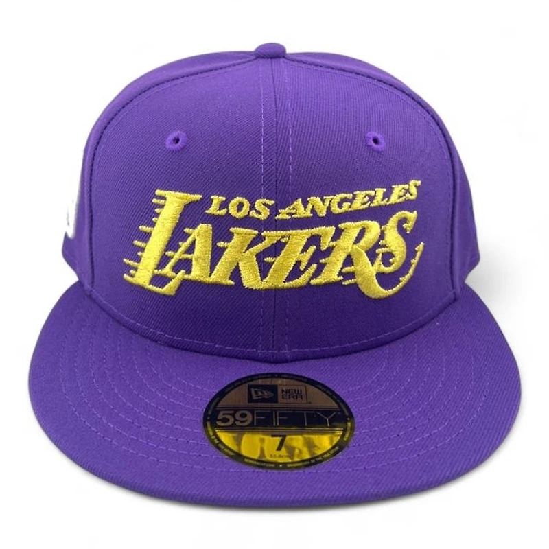 Los Angeles Lakers Purple and Gold Retroscript 2.0 Grey UV NBA New Era 59FIFTY Fitted Hat