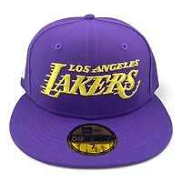 Los Angeles Lakers Purple and Gold Retroscript 2.0 Grey UV NBA New Era 59FIFTY Fitted Hat