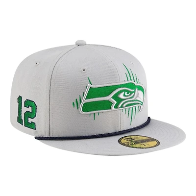 Seattle Seahawks Wolf Gray 2025 Rivalries Collection Sideline Rope New Era 59FIFTY Fitted Hat