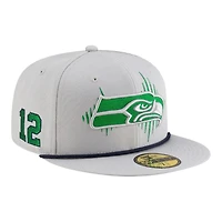 Seattle Seahawks Wolf Gray 2025 Rivalries Collection Sideline Rope New Era 59FIFTY Fitted Hat