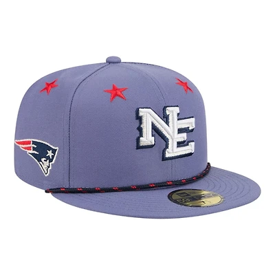 New England Patriots Purple 2025 Rivalries Collection Sideline Rope Era 59FIFTY Fitted Hat