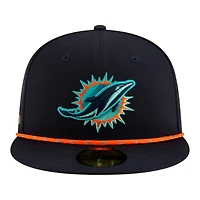 Miami Dolphins Black 2025 Rivalries Collection Sideline Rope New Era 59FIFTY Fitted Hat